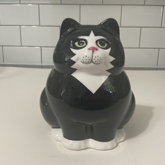 Other - VTG Fat Tuxedo Cat Piggy Bank Ceramic Black and White Cat